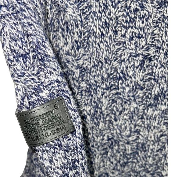 SUPER DRY Men’s Navy Marine Twist Blue Marled Long Sleeve Sweater - Picture 4 of 6